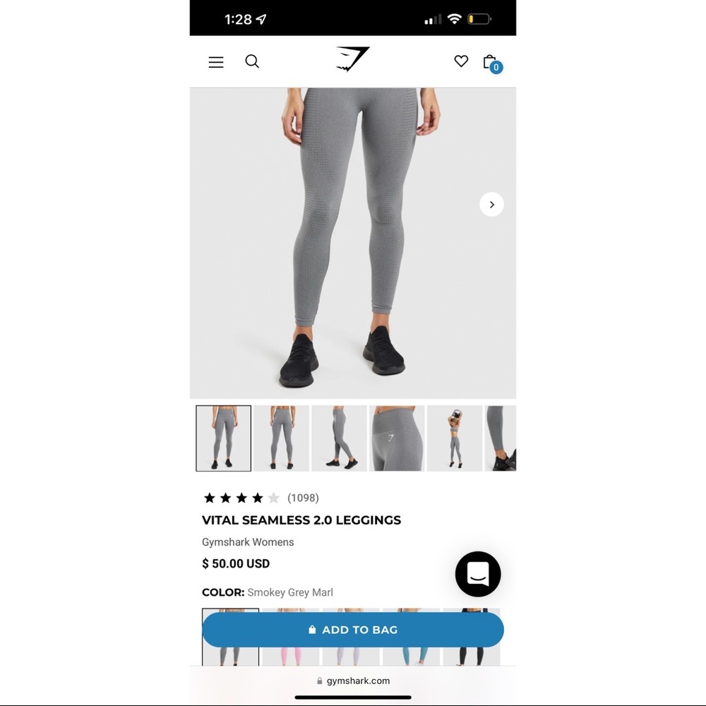 GYMSHARK VITAL SEAMLESS 2.0 LEGGINGS, NW/OT, SM